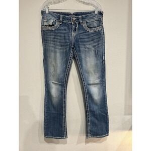 Vigoss Jeans Womens 7 The Dublin Boot Cut Contrast Stitch Distressed Denim